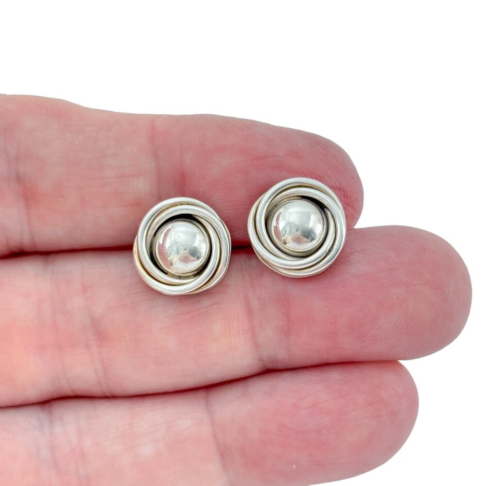 Vintage Sterling Silver 925 Swirl Stud Earrings
